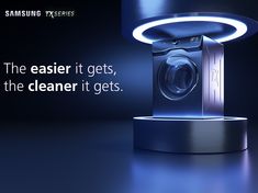 an advertisement for samsung's new appliance, the washer it gets