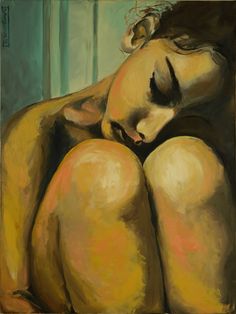 a painting of a nude woman sleeping on a couch