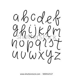 handwritten alphabet with black ink on white background