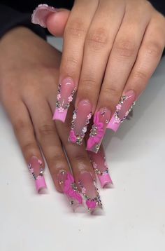 Pink French Tip, Pink French, Body Smells, Dope Nails, Long Acrylic Nails