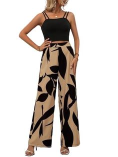 Buy COOL AND CASUAL Co Ord Set for Women Beach Dress Vacation Outfits Beach Wear for Women Western Stylish Dresses (Medium, COCO) at Amazon.in Womens Camisoles, Printed Wide Leg Pants, Special Dresses, Tank Top Camisole, Fashion Aesthetic, Vacation Outfits