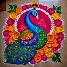 Unique Rangoli Designs For Competition, Saraswati Pooja, Diy Rangoli, Unique Rangoli Designs, Sankranti Muggulu, Art Steps, Onam Pookalam, Unique Rangoli, Rangoli Designs For Competition