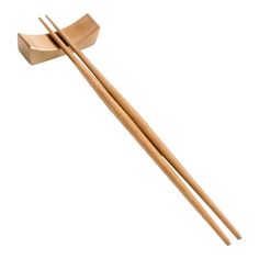 two chopsticks with wooden handles on a white background