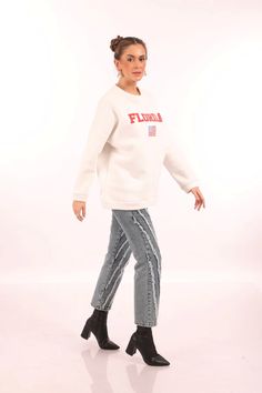 Florida Sweatshirt – 9Teen Boutique Trendy White Sweatshirt, Trendy White Long Sleeve Sweatshirt, Long Sleeve French Terry Sweater With Graphic Print, Graphic Print Long Sleeve French Terry Sweater, Relaxed Fit Long Sleeve Cotton Sweater, Relaxed Fit Cotton Sweater With Long Sleeves, Cotton Sweater With Relaxed Fit And Long Sleeve, French Terry Sweats With Graphic Print And Long Sleeves, Cotton Long Sleeve Sweatshirt With Graphic Print