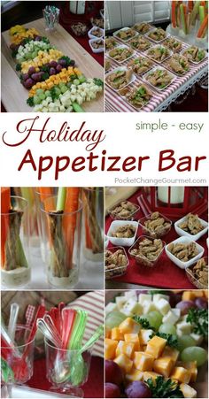 holiday appetizer bar collage with text overlay