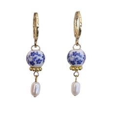 PRICES MAY VARY. These gold huggie hoops are made with genuine freshwater pearls. Each item is manufactured to the highest quality specifications and made to meet the expectations of buyers. These earrings are adorned with a 0.5 inch ceramic bead, with a classic blue floral pattern, are dainty and delicate and so perfect for many occasions! You and your families will absolutely love these earrings, they are exactly as pictured and very beautiful. Tantastic quality,these earrings are even more pr Earrings Small Hoop, Gold Huggie Earrings, Blue Porcelain, Small Hoop Earrings, Huggie Earrings, Earrings Blue, Small Earrings, Ceramic Beads, Bead Earrings