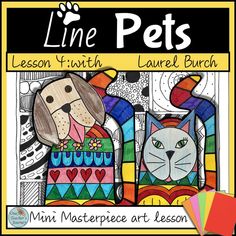 element of line art lesson One Day Art Lesson, Line In Art, Element Of Line, Line Art Projects, 3rd Grade Art Lesson, Laurel Burch Art, Win Art, Art Handouts, First Grade Art