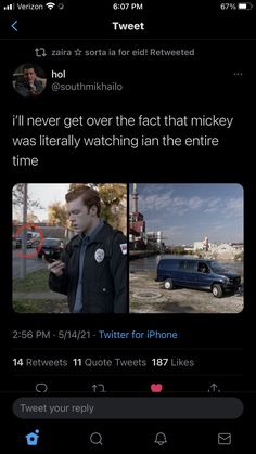 the tweet is posted to someone on their phone, and it looks like they are