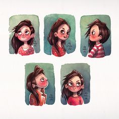 Character Illustration Sketches, Watercolor Character, Girl Portraits, Character Design Girl, Animation Design, Watercolor Sketch, Illustration Girl, Illustration Sketches, Cartoon Character Design