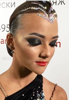 Ballroom Competition Makeup, Latin Hairstyles, Dance Competition Makeup, Pin Curl Hair, Dancesport Hair, Ballroom Dance Hair, Competition Makeup, Business Ideas For Women, 40s Hairstyles