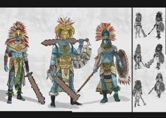 Aztec Culture, Aztec Warrior, Aztec Art, Dungeons And Dragons Characters, Mythology Art, Mexican Art, Illustration Character Design, Medieval Fantasy, Fantasy Character Design