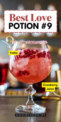 the best love potton 9 cranberry juice in a glass with text overlay