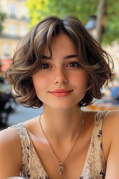 Dakota Johnson Bob Haircut, Short Bob Hairstyles Ginger, 40s Bob Haircut, How To Style French Bob With Bangs, Textured French Bob With Bangs, Medium Feminine Haircut, French Bob With Wispy Bangs, Short Romantic Hairstyles, Short Bobs With Layers