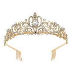 Sparkling Crystal Princess Tiaras for Women Girl Crown Queen Headband Fashion Headpiece for Wedding Birthday Bride Bridal Prom Party Halloween Costume Christmas Hair Accessories Valentines Mothers Day Gifts There may be some color difference when shooting lighting issues Color: Gold. Hollowen Costume, Cute Tiara, Gold Crown Wedding, Fantasy Crowns, Fashion Headpiece, Gold Princess Crown, Headpiece For Wedding, Princess Tiaras, Quinceanera Crown