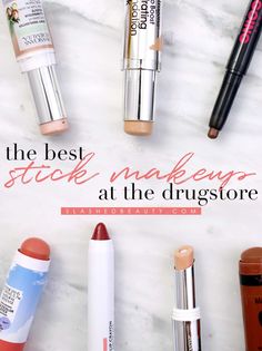 Drugstore Contour Stick, Honest Beauty Lip, Foundation Drugstore, Drugstore Eyeshadow, Stick Makeup, Hard Candy Makeup, No Makeup Makeup, Cream Highlighter