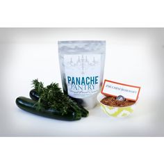 an assortment of vegetables and spices on a white background with the package labeled panache pantry