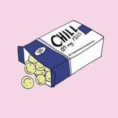 an illustration of a box of cookies with the word chill on it's side