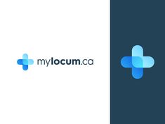 the logo for mylocuma is shown in blue and white, with a cross on