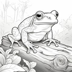 a frog sitting on top of a tree branch