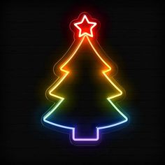 a neon christmas tree with a star on top