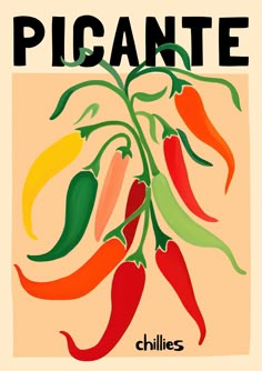 an image of a poster with chilis on the front and back cover for picantee