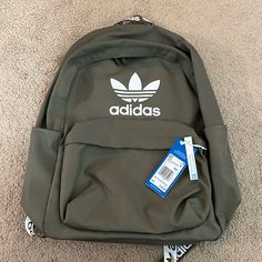 Brand New With Tags Adidas Green Backpack Cheap Green Standard Backpack, Adidas Green Backpack, Green Bags For Back To School Streetwear, Adidas Everyday Bags For Back To School, Adidas Backpack For Everyday Use, Trendy Adidas Backpack For Everyday Use, Casual Streetwear Softback Backpack, Adidas School Bag With Adjustable Strap, Adidas Bags For Daily Use And Back To School