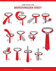 the instructions for how to tie a men's necktie in different styles and colors