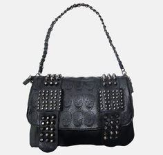 Rockabilly punk rock baby black fashion skull bag handbag shoulder g d totenkopf dead head schwarz wow extraordinary seven star geile tasche billy gothic rivets Skull Purses Handbags, Cute Purses Handbags, Puzzle Gift Ideas, Punk Rock Baby, Cowboy Boot Purse, Story Wattpad, Hippie Styles, Punk Baby, Funky Bags