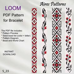 the pattern for bracelets is shown in red and black