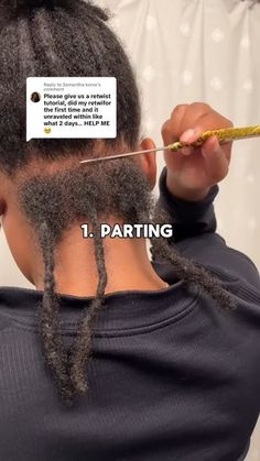 How To Retwist Your Own Locs: Part 1 💜✨ | #locs #locjourney #locmaintenance #retwistlocs #shorts How To Do Dreads On Natural Hair, How To Style A Dreadlock, Retwist Dreads, Twisting Locs, How To Style Dreadlocks Black Women, Retwist On Starter Locs, Loc Tutorials, Self Retwist Locs, How To Part Your Own Hair