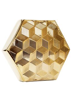 Gold Ceramic Decorative Vase with Luxurious Gold Dimensional Hexagon Shape - KYA Home Decor Circular Vase, Honeycomb Vase, Luxury Vase, Gold Vase, Beautiful Vases, Trend 2023, Gold Vases, Rosh Hashana, Vase Ceramic