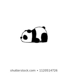 a panda bear laying down with its head turned to the side and eyes closed, on a white background