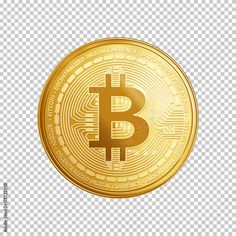 a golden bit coin on a transparent background