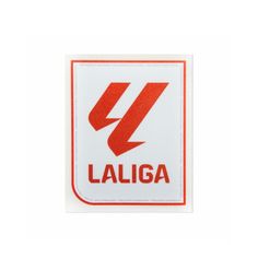 a red and white sticker with the word laiga on it's side