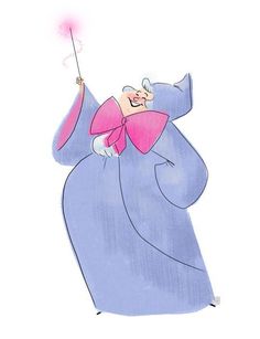 a drawing of an older woman holding a sparkler in one hand and wearing a pink bow on the other