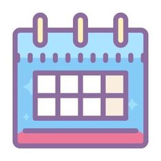 a blue and pink calendar icon on a white background