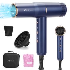 PRICES MAY VARY. 【110, 000 RPM Brushless Motor→ Fast Dry & Save Time】IG INGLAM hair dryer(1875W, 125V, 60HZ) is equipped with a unique digital motor with 110,000 RPM & the impeller adopts the airplane turbine engine shape, the air outlet wind speeds up to 30 m/s, fast dry, cut half your drying time. 【Smart Temp Control & Negative Ion →Soft and Shiny Hair 】IG INGLAM lightweight blow dryer integrated microprocessor and temperature sensor, which can monitor the air outlet temperature at high freque Older Women Curly Hairstyles, Diffuser Hair Dryer, Women Curly Hairstyles, Diffuser Hair, Blow Dryer Diffuser, Hair Dryer Diffuser, Turbine Engine, Hair Diffuser, Hair Blow Dryer