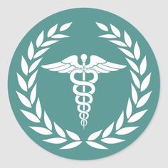 Medicine and nursing logo Teal Stickers, Medical Nursing, Logo Design App, Caduceus Symbol, Medical Nurse