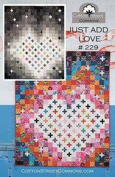 the cover of just add love, featuring an image of a quilted heart and cross