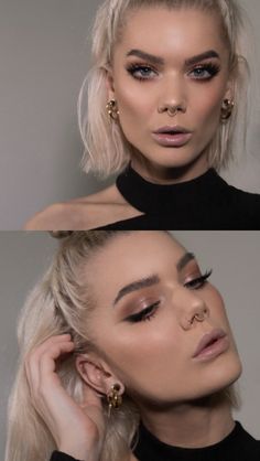 Subtle Rock Makeup, Rock Wedding Makeup, Septum Piercing Outfit, Rocker Chic Eye Makeup, Edgy Work Makeup, Edgy Formal Makeup, Rocker Glam Makeup, Makeup For A Rock Concert, Edgy Glam Makeup