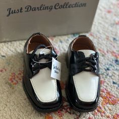 Just Darling Collection Toddler Boys Black And White Formal Shoes. Size 3 Boys Formal Shoes, Ring Boy, Saddle Shoes, Suit Shoes, Boys Suits, Boy Shoes, Toddler Shoes, Black Boys, Formal Shoes