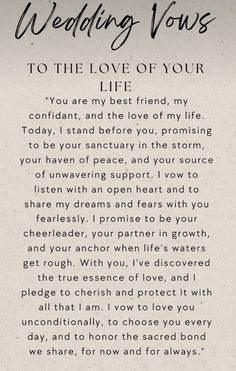 wedding vows to the love of your life