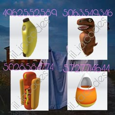 there are many different items that can be found in this game, including hotdogs and bananas