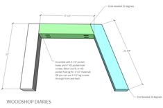 wood shop tables with measurements for the top and bottom section, including two sides on each side