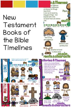 the new testament books of the bible for children and adults, with pictures of them