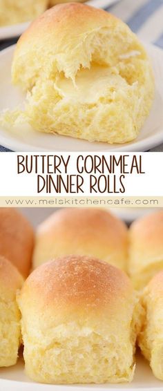 buttery cornmeal crescent rolls on a white plate