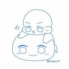 a drawing of an emo sitting on top of another emo with its eyes closed