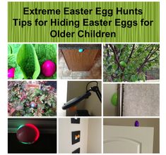 an easter egg hunt for older children with pictures of eggs in the middle and on the bottom