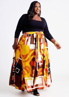 Primed for transitional weather, our printed maxi skirt will pair with sandals or boots! Fall hues are scattered across thiis flowing skirt with a belted waist that adds a classy touch. Maxi Skirt Plus Size, Plus Size Maxi Skirt, Printed Maxi Skirt, Skirts Flowy, Skirt Flowy, Print Skirts, Bohemian Skirt, Print Maxi Skirt, Fall Plus Size