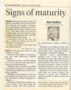 an article about the signs of matruity